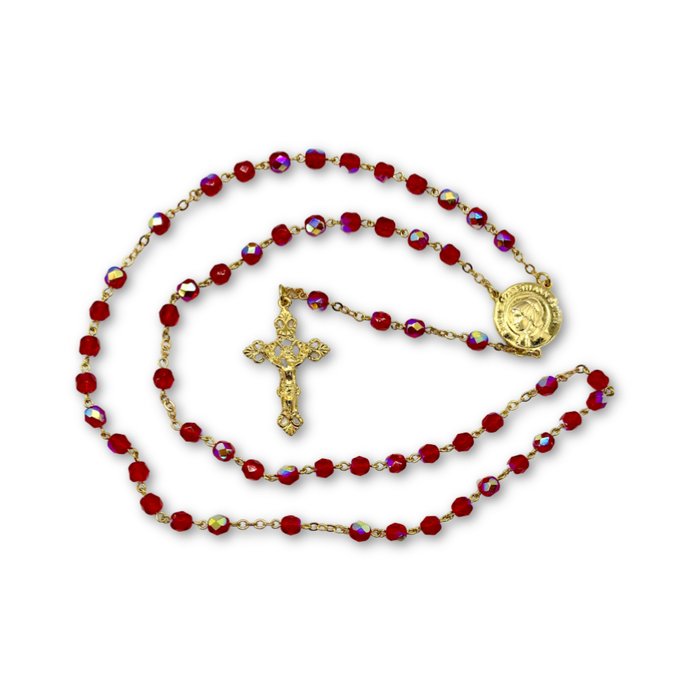 Red Crystal Mother Seton Rosary - Seton Shrine