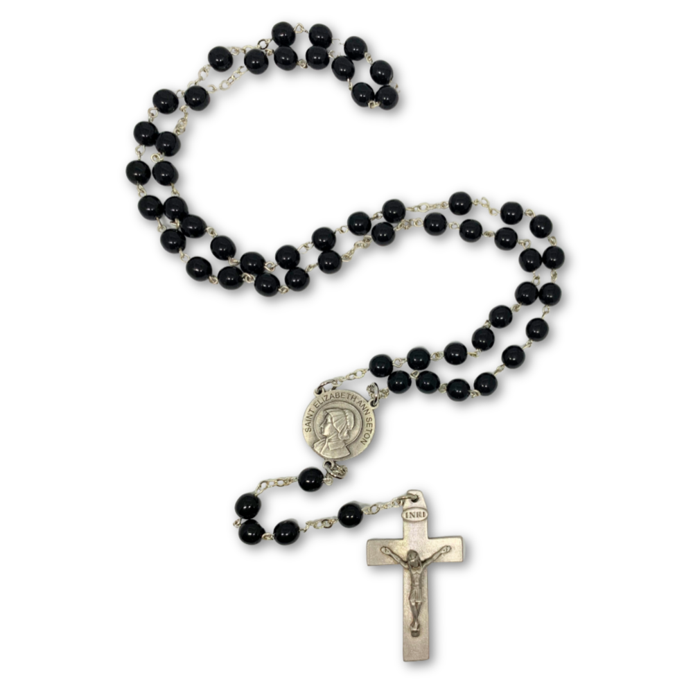 Black Pewter Mother Seton Rosary